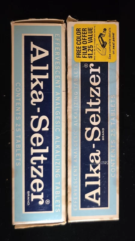 Side-by-side vintage boxes with Miles Laboratories branding