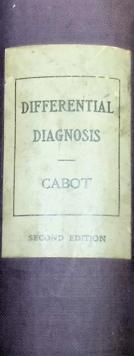 Spine of Differential Diagnosis by Cabot with aged paper label