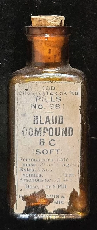 Amber Parke Davis Blaud Compound bottle front label