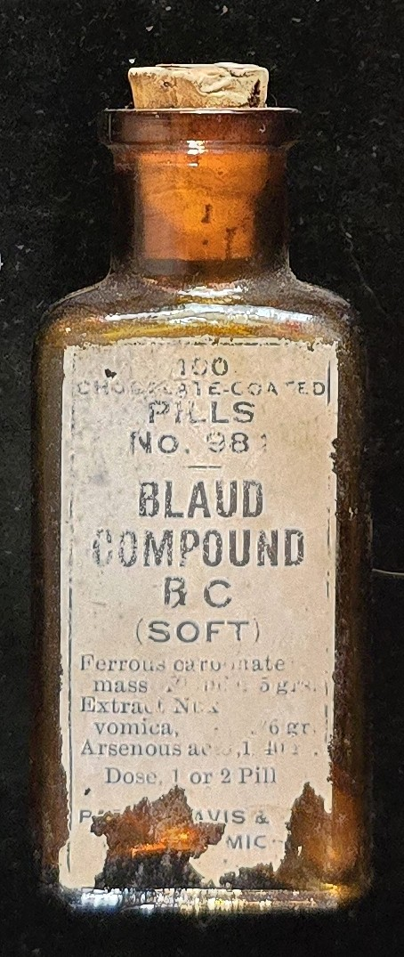 Amber Parke Davis Blaud Compound bottle front label
