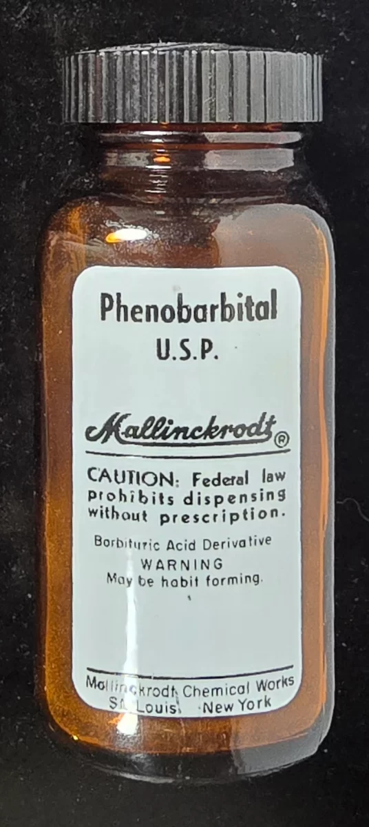 Amber Mallinckrodt Phenobarbital U.S.P. bottle – front label