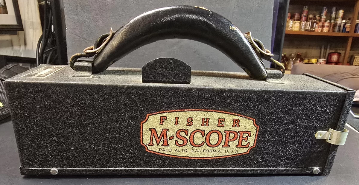 Fisher M-Scope Mineralight ultraviolet inspection lamp in original metal case, Palo Alto California