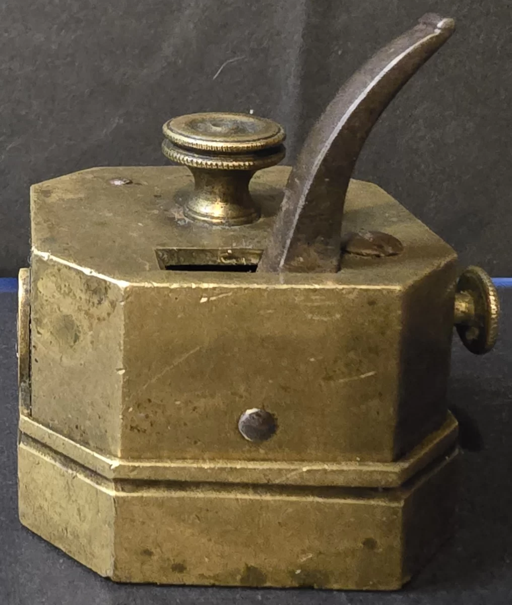 Brass Wiegand & Snowden scarificator with curved spring lever